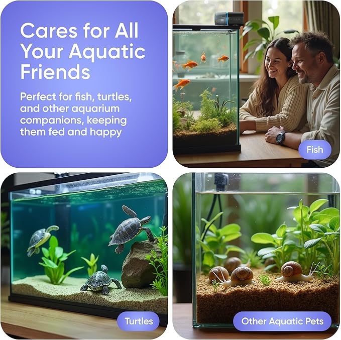 FISHNOSH Automatic Fish Feeder for Aquarium - New Generation 2025, Auto Food Dispenser with Timer for Small Tank, Big Aquariums & Pond, Model-ML