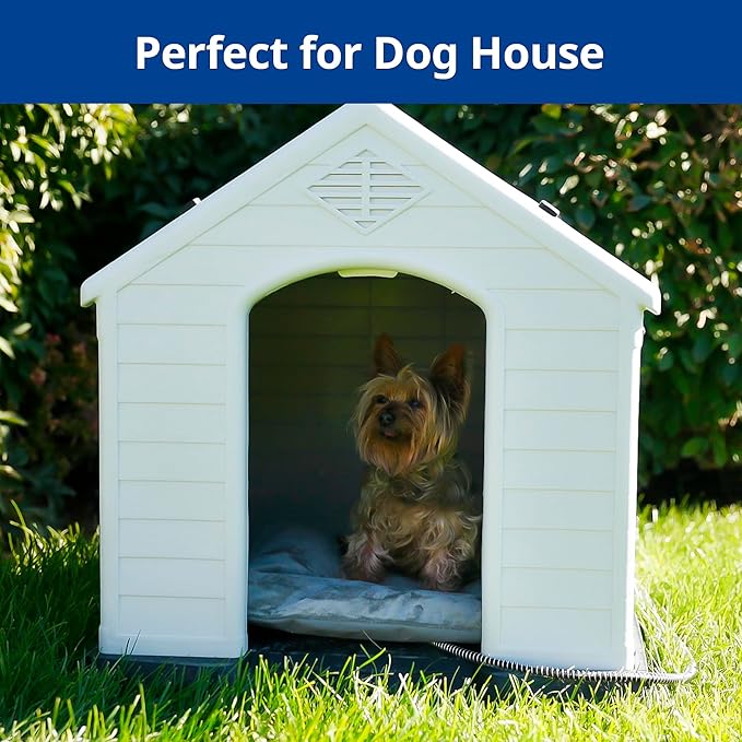 Outdoor Heated Dog Bed, Soft Pet Heating Pad with Steel-Wrapped Cord, Outside Pet Warmer for Feral Cats and Dogs, 35.4" x 23.6", 80 Watts