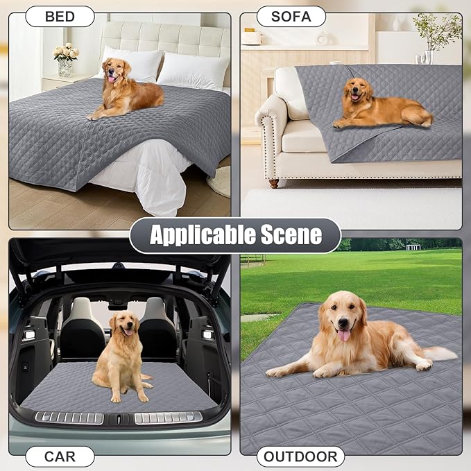 Smiry Waterproof Dog Bed Cover Pet Blanket, Soft Washable Dog Blanket for Furniture Bed Couch Sofa Reversible, Checkered (30"x70", Grey/Grey)