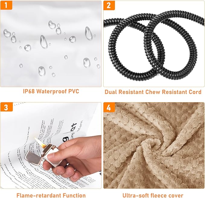 INVENHO Extra Large Pet Heating Pad, Adjustable Temperature Waterproof Dog Cat Heating Pad with Timer, Electric Pet Heated Mat