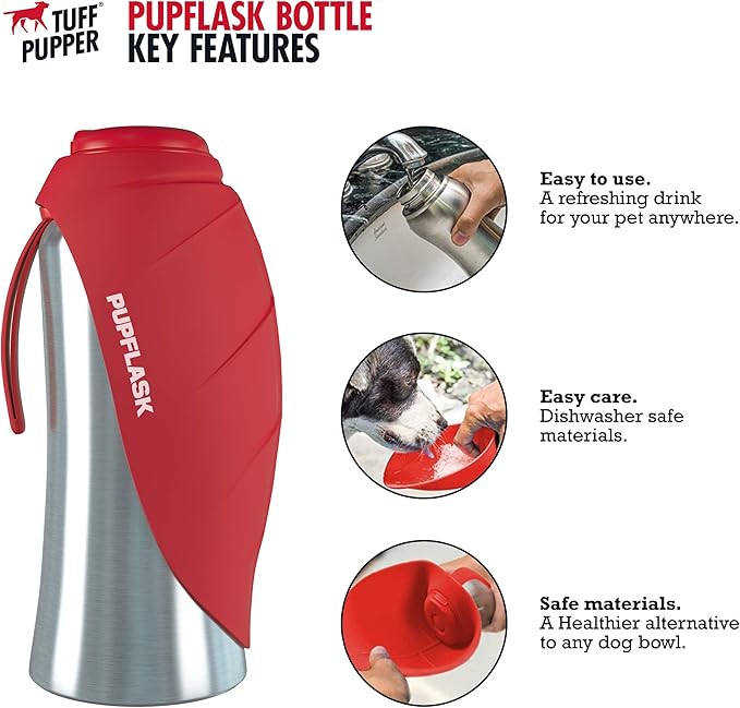 PupFlask Large Dog Water Bottle | 27 or 40 OZ Stainless Steel | Convenient Dog Drink Dispenser | Puppy Travel Water Bowl | Portable Pet Hydration Bottle | Leak Proof | Perfect Size For All Breeds