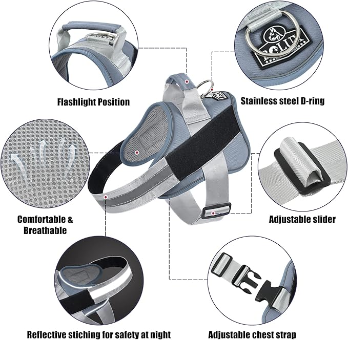 Bolux Dog Harness, No-Pull Reflective Dog Vest, Breathable Adjustable Pet Harness with Handle for Outdoor Walking - No More Pulling, Tugging or Choking