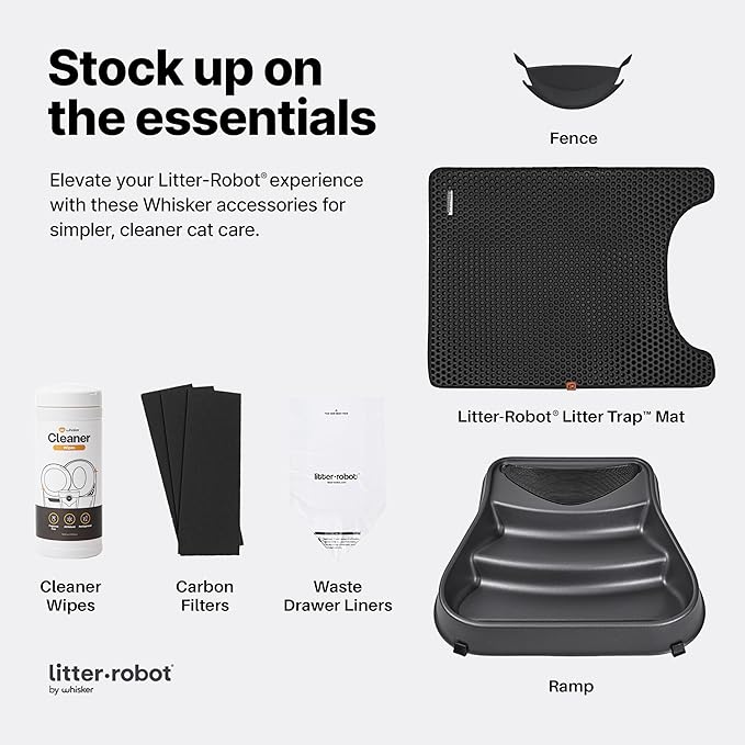 Litter-Robot 3 Connect by Whisker, Grey - Automatic, Self-Cleaning Cat Litter Box, Helps Reduce Litter Box Odors, Works with Almost Any Clumping Litter, WhiskerCare 1-Year Warranty