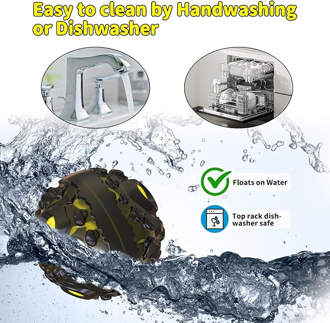 Dog Ball for Aggressive Chewers - Interactive Dog Toy Giggle Balls Fun Squeaky Sound to Keep Them Busy, Durable for Small Medium Large Breeds, Rubber Chew Toys, As Seen on TV, Black & Yellow