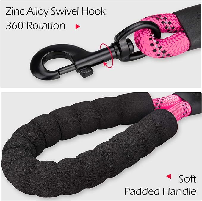 PoyPet Dog Harness and Leash Combo, Escape Proof No Pull Vest Harness, with 5 Feet Leash, Reflective Adjustable Soft Padded Pet Harness with Handle for Small to Large Dogs(Pink,L)