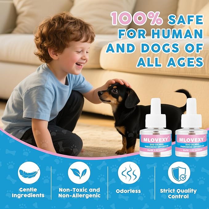 Calming Diffuser for Dog to Relieve Stress, Dog Calming Diffuser for Anxiety Relief , Dog Pheromones Calming Diffuser to Reduce Aggression Fighting , Help Train Dog to Pee (2 Refills and 1 Diffuser)