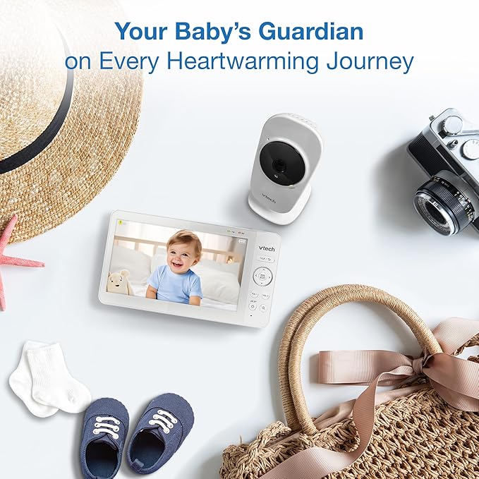 VTech Video Baby Monitor with 7" Color LCD Screen, Portable, Long Battery Life, Clear Audio/Video Quality, Secure Transmission, No Wi-Fi, 2-Way Audio, Temperature Sensor, Travel Monitor: 819 Max