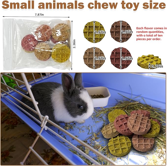 PINVNBY 10PCS Bunny Chew Toys Small Animal Molar Snacks for Teeth Rabbit Treats for Hamster, Chinchilla, Guinea Pig, Squirrels, Gerbils and Small Animals