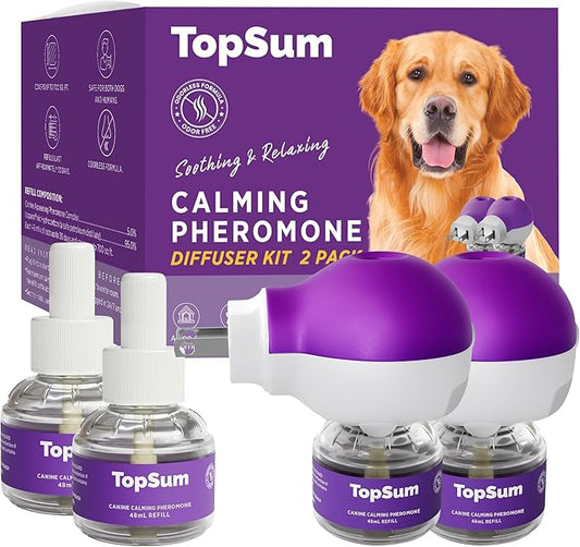 Calming Diffuser for Dog: Premium Dog Calming Diffuser - Pheromone Diffuser for Dogs - Dog Calming Plug in - Dog Diffuser to Stop Peeing in House, 2 Pack (MC Lavender)