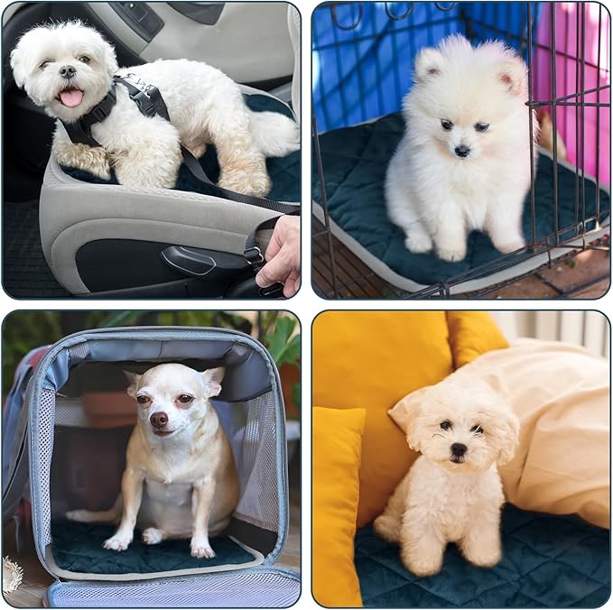 4 Pack Self Heating Cat Pad Self Warming Dog Mat Reflects Body Heat Extra Warm Thermal Pet Pad Washable Dog Cat Bed Crate Bed Mat Blanket (Dark Blue,16 x 20 Inch)