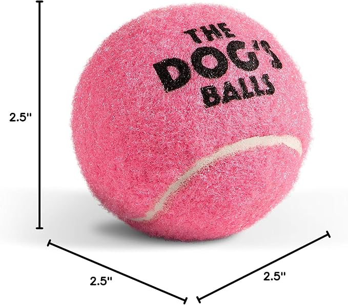 The Dog's Balls, Dog Tennis Ball, Pink 12-Pack, Strong Toy for Agility Training, Puppy Training, Play, Exercise & Fetch, 2.5 Inch Diameter