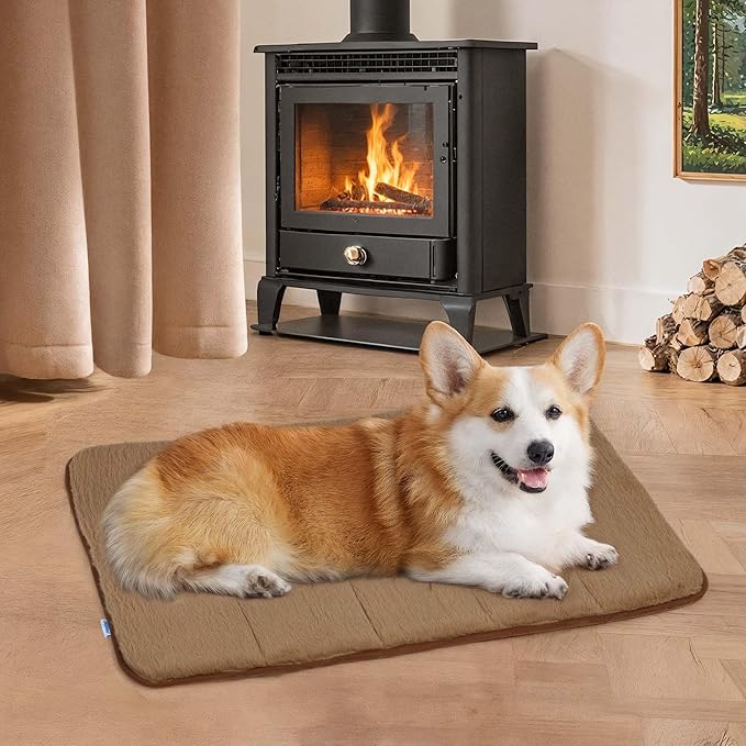 Dog Crate Pad for Medium Dogs - 30x20 Orthopedic Dog Bed with Memory Foam, Washable Water-Resistant Soft Pet Mat with Non-Slip Bottom, Khaki