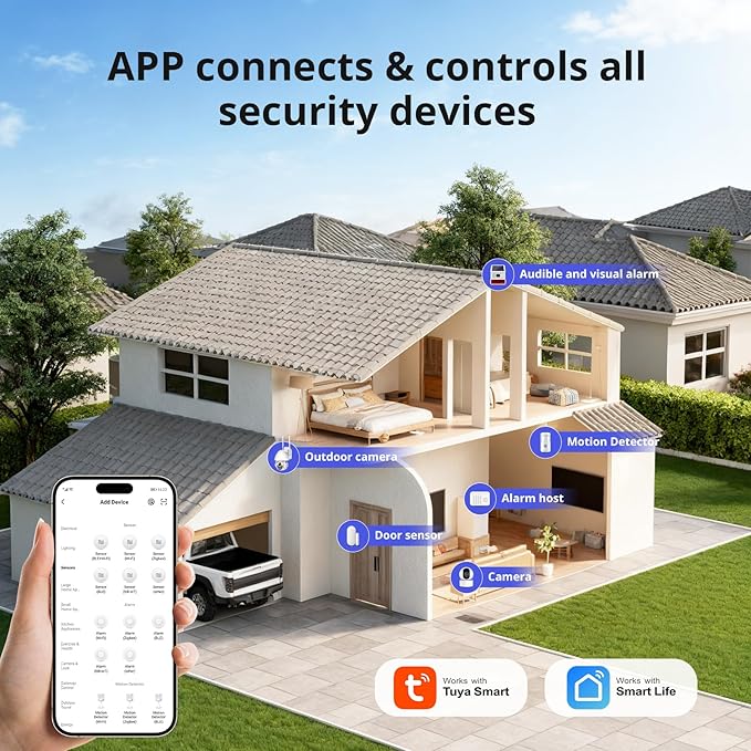 Alarm System for Home Security,2025 Upgraded Wireless Security System with WiFi+GSM/4G Instant App Alerts & Auto Alarm Dial,Door/Window Sensors Compatible with Alexa/Google NO Monthly Fees