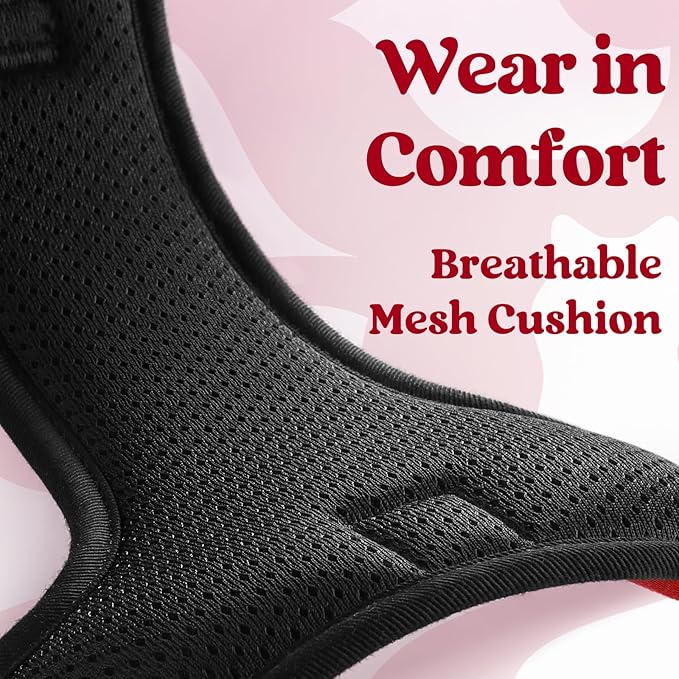 rabbitgoo Dog Harness Medium Sized, No Pull Pet Harness with 3 Buckles, Adjustable Soft Padded Vest with Control Handle, Walking Reflective Pet Vest for Medium Dogs, Red, M