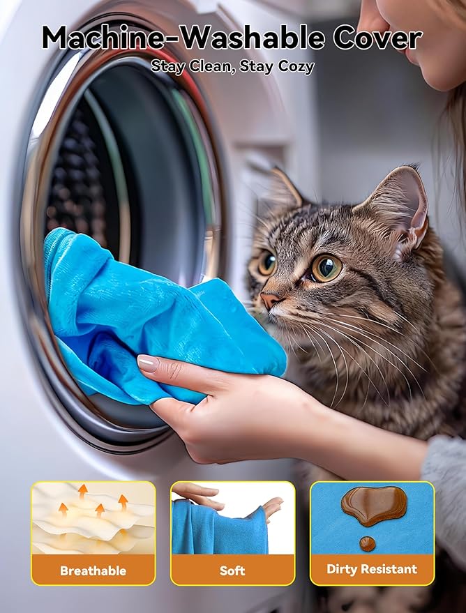 Outdoor Pet Heating Pad for Dog & Cat, Multi-Size Waterproof Heated Cat Dog Bed for Outside, Pet Heater Warmer Mat Blanket with Chew Resistant Cord for Senior Dog Cat House Whelping Box,Blue,16" x 20"