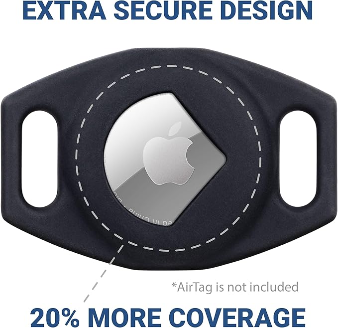 GoTags Designed for Airtag Engraved Dog Collar Holder, Personalized Airtag Case for Pet Collar, Up to 2 Lines of Custom Text, Slide On Tag for GPS Dog Tracker, Compatible with Apple iPhone, Small