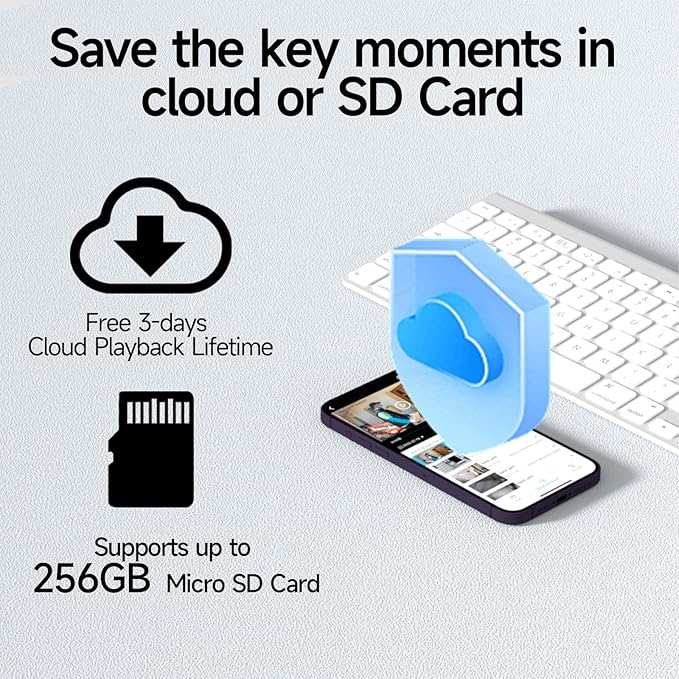 2K Solar Panel for Security Camera Outdoor, Solar Powered Surveillance Camera System with IP65, Color Night Vision, 2 Way Talk, Spotlight & Siren, Compatible with Alexa, AI Detection, No Monthly Fee