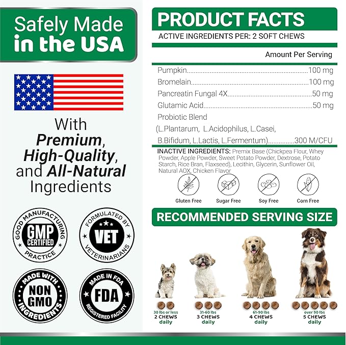 No Poo Chews for Dogs - 170 Count - Coprophagia No Poop Eating Deterrent for Dogs - Stop Eating Poop for Canine - Gut Health - Probiotics & Digestive Enzymes Supplement - Made in USA