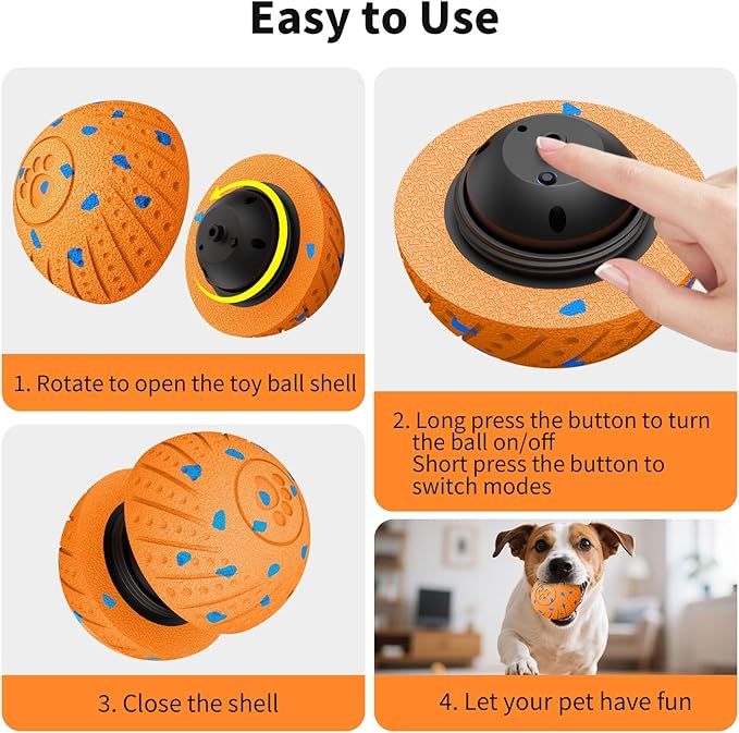 Smart Interactive Dog Toys, Activated Moving, Bouncing, Rotating Ball for Medium/Large Dogs, 2025 E-TPU Material, Motion-Activated Dog Ball to Keep Them Busy, IP54 Waterproof, Christmas Dog Gift