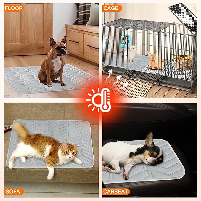 BINGPET 2 Pcs Self Warming Pet Bed for Indoor/Outdoor Cats & Dogs, Warm Thermal Self Heating Mat with Anti-Slip Bottom, Washable, Cozy Heating Pad Blanket for Kittens & Puppies, 28"×45"