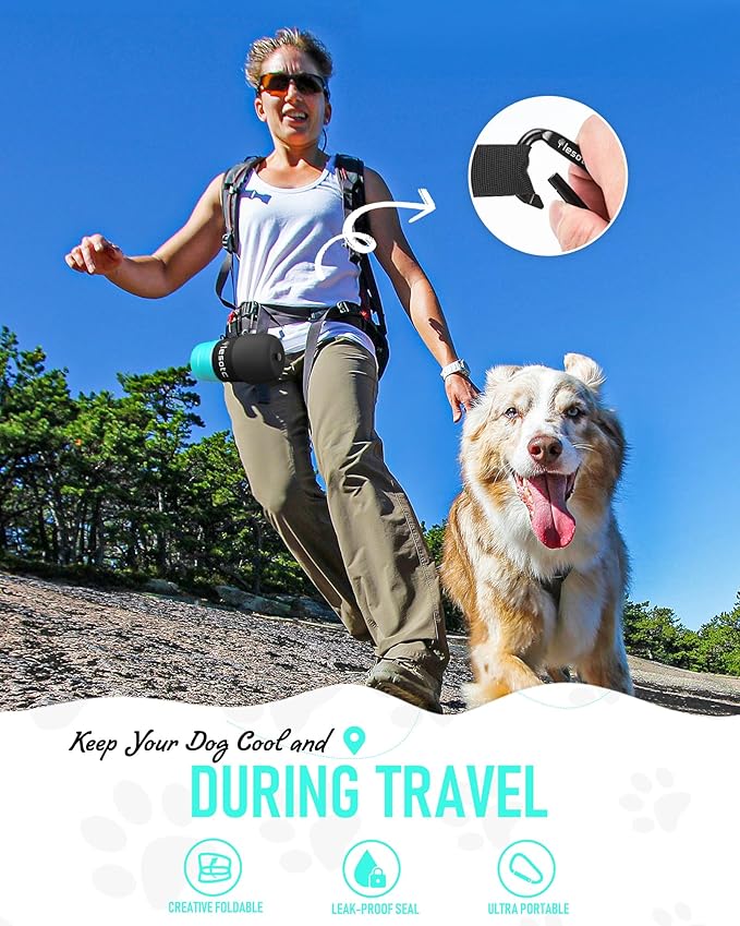 lesotc Dog Water Bottle, Portable Water Dispenser with Travel Water Bowl, Leak Proof Pet Travel Squeeze Bottle, Puppy Essentials Dog Stuff Accessories for Outdoor Walking, Hiking, Camping