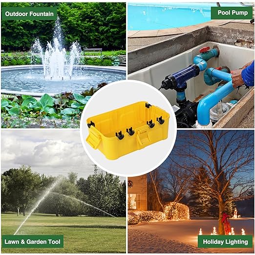 Flemoon Large Outdoor Electrical Box (12.5 x 8.5 x 5 inch), IP54 Waterproof Extension Cord Cover Weatherproof, Protect Outlet, Plug, Socket, Timer, Power Strip, Holiday Light Decoration, Yellow