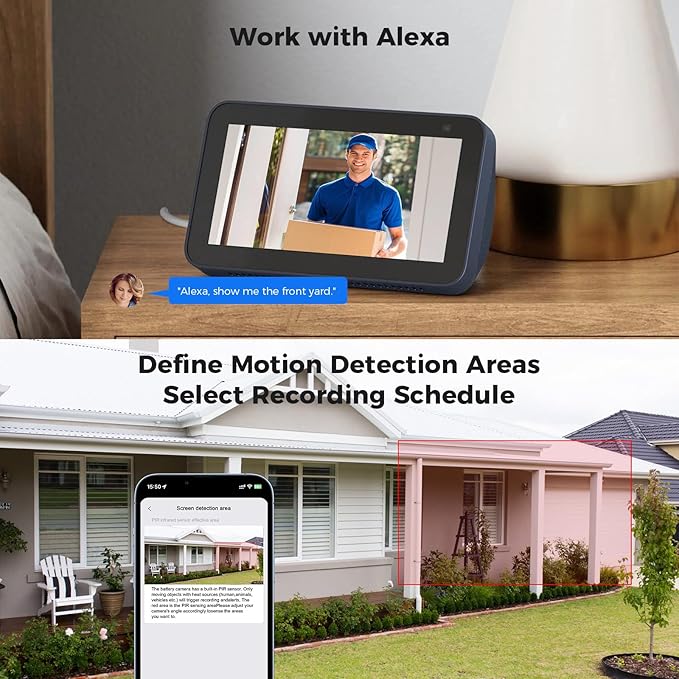 Hiseeu Security Cameras Wireless Outdoor, 3pcs Solar Powered 3K 4MP Surveillance WiFi Cameras for Home Security Outside, PIR/AI Motion Detection, Waterproof, Color Night Vision, 2-Way Audio, Black