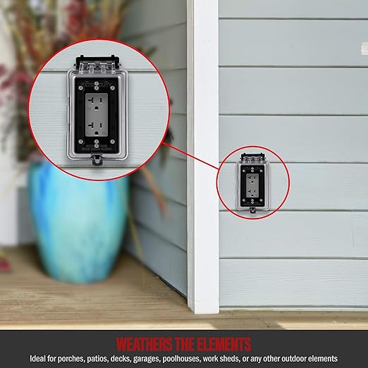 ENERLITES Decorator Receptacle, Tamper-Weather-Resistant, Residential/Commercial Grade Outdoor Outlet, Self-Grounding, 2-Pole, 3-Wire, 5-20R, 20A 125V, UL Listed, 62060-TWR-GY, Gray