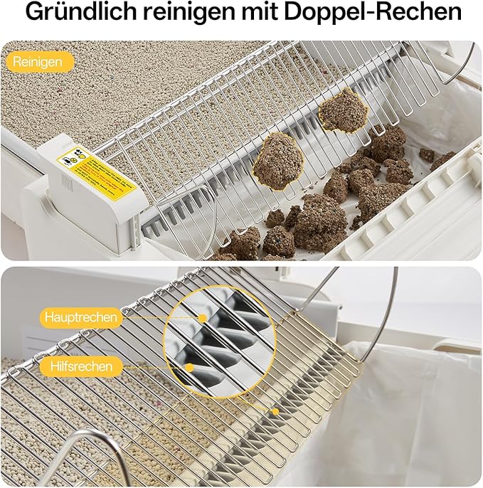 Self Cleaning Cat Litter Box, Open-Top Automatic Litter Box for Multiple Cats, Weight Sensors Safety Protection, Smart APP Control, Odor Control, Works with Clumping/Bentonite/Mineral Litter