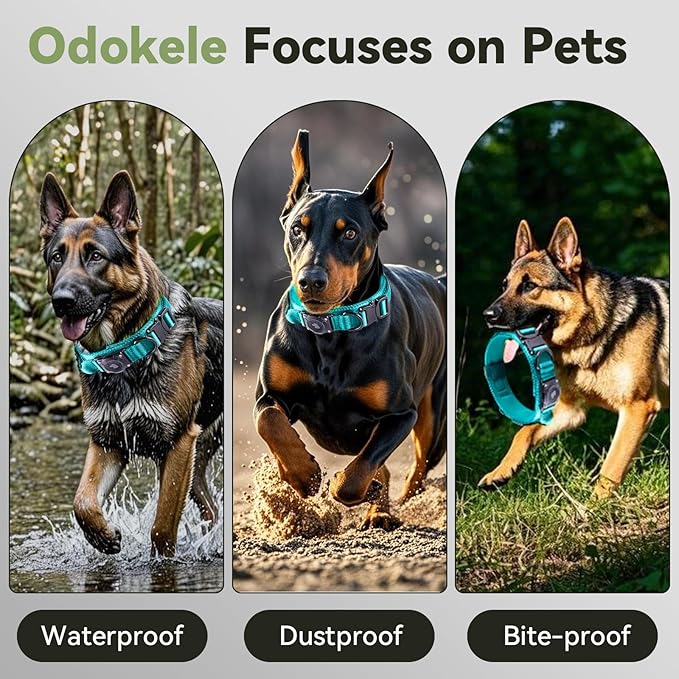 2025 Upgrade Waterproof AirTag Dog Collar, Military Tactical Dog Collar with AirTag Holder, Comfortable Control Handle and Metal Buckle, GPS Dog Collar Holder for Medium to Large Dogs (Blue, XL)