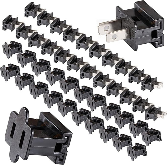 Electric Plugs - 26PCS Male and Female Vampire Plug - SPT-2 Black for Christmas Light Strings & Lamps and DIY Projects