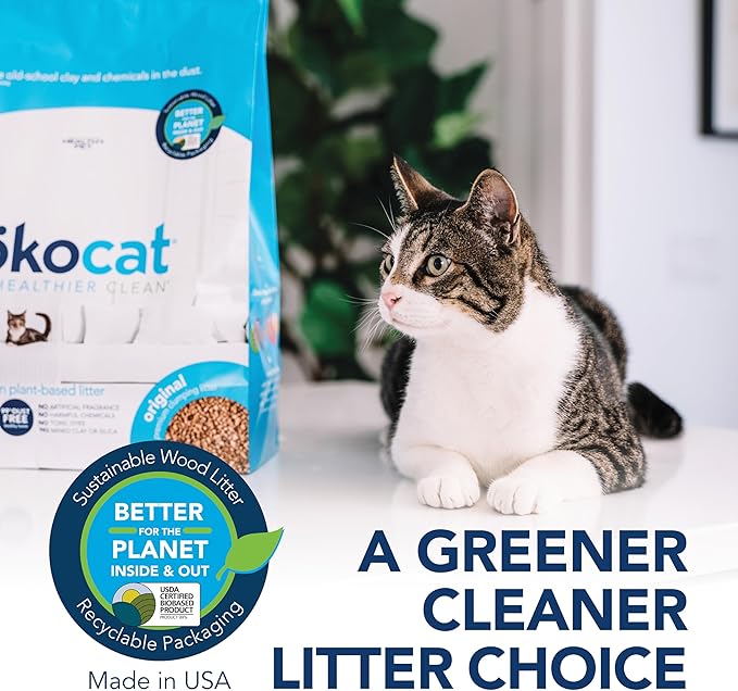 ökocat Original Wood Clumping Cat Litter, Unscented, 26 pounds XL - Natural Ingredients, Stops Odor, Clumps Solid, 99% Dust Free, Great for All Cats