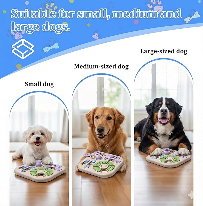Interactive Dog Puzzle Toy, 4-in-1 Dog Enrichment Toy for Smart Dogs, Advanced Brain Games for Mental Stimulation, Non-Slip Slow Feeder & Treat Dispenser to Reduce Boredom and Destructive Behavior