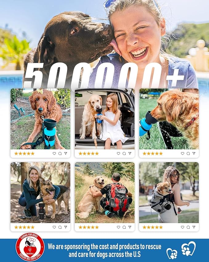 lesotc Dog Water Bottle, Portable Pet Water Dispenser, Leak Proof Travel Squeeze Water Bottle for Dogs, Puppy Essentials Dog Stuff Accessories for Outdoor Walking, Hiking, BPA-Free, Lightweight