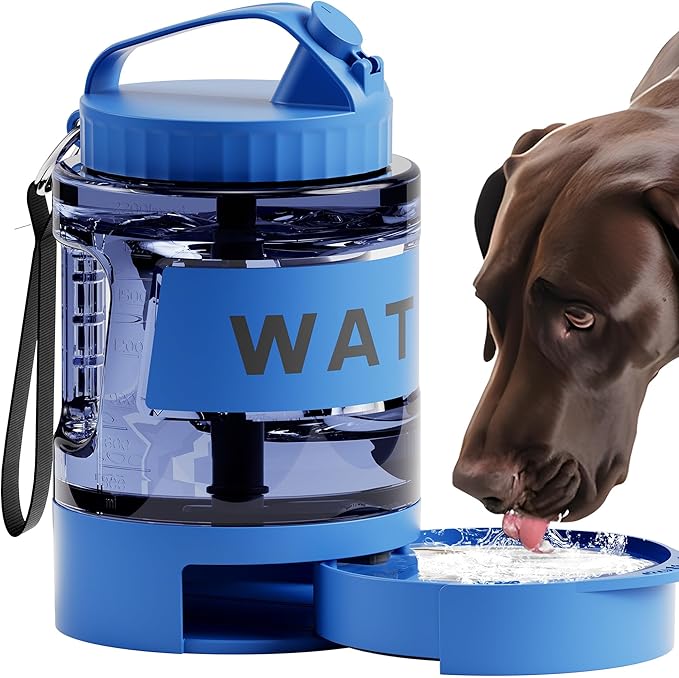 Portable Dog Water Bottle, 77oz Large Travel Water Bowl Dispenser for Dogs Camping Beach Walking Essentials, Blue