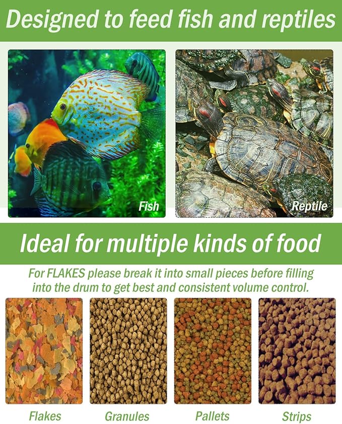 AquaMiracle Automatic Fish Feeder for Aquarium, Auto Fish Food Dispenser with Timer, Volume Adjustable Vacation Aquarium Feeder, for Granules Pallets Strips