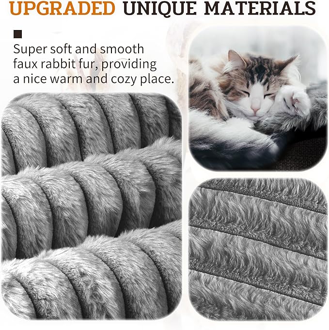 NWK Pack of 4 Fluffy Self Warming Cat Mat, Cat Blanket, Thermal Dog Mat, Washable, Non-Slip Bottom for Sofa & Crate & Kennel & Car Seat (Misty Gray, Small (19'' X 15'' X 0.7''))