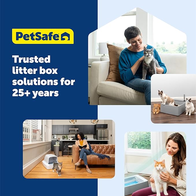 PetSafe ScoopFree Crystal Smart Automatic Litter Box - Uncovered Motion-Sensing Cat Box with Integrated Health Counter & App - Includes 1 Disposable Crystal Litter Tray