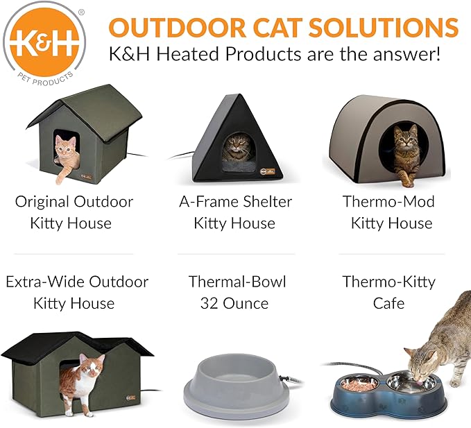 K&H Pet Products Lectro-Soft Orthopedic Outdoor Heated Cat Bed for Outdoor Cat Houses, Safety Listed Automatic Warming Pad, Soft and Flexible, Waterproof, Washable Cover - Small 18 X 14in Tan 20W