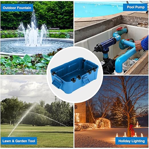 Flemoon Large Outdoor Electrical Box (12.5 x 8.5 x 5 inch), IP54 Waterproof Outdoor Extension Cord Cover Weatherproof, Protect Outlet, Plug, Socket, Timer, Power Strip, Holiday Light Decoration, Blue