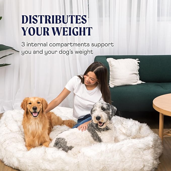 PupCloud, Human-Sized Dog Bed, Faux Fur Memory Foam, Waterproof and Machine Washable, Ultra-Soft Cover