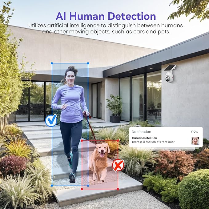 1080P Solar Security Cameras Wireless Outdoor, 360° View Pan/Tilt, Color Night Vision, Easy to Install, Real-Time Alerts, 2-Way Audio, Cloud Storage (Sold Separately), 2.4Ghz Wi-Fi Only