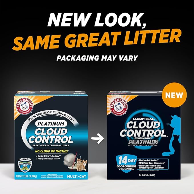 ARM & HAMMER Cloud Control Platinum Clumping Cat Litter Odor Control, 37 lbs.
