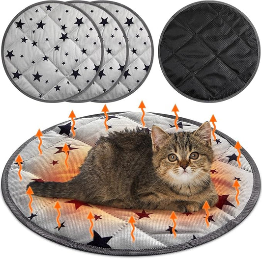 Namalu 4 Pack Self Warming Cat Bed Self Heating Cat Mat Star Pattern Soft Dog Crate Pad Thermal Pet Mat Anti Slip Kennel Dog Washable Warming Bed for Outdoor Indoor(15.7 Inch,Gray)