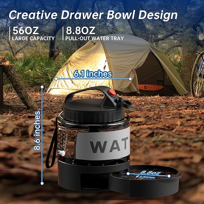 Portable Dog Water Bottle, 54oz Large Travel Water Bowl Dispenser for Dogs Camping Beach Walking Essentials, Big Portable Travel Water Bowl and Beach Accessories for Dogs,, Bpa Free, Safe and Durable