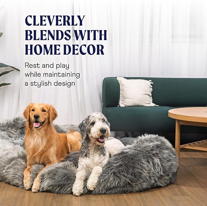PupCloud, Human-Sized Dog Bed, Faux Fur Memory Foam, Waterproof and Machine Washable, Ultra-Soft Cover