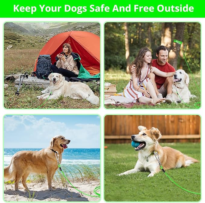 jenico Dog Tie Out Cable: 20 ft Dog Lead for Yard - Heavy Duty Chain Leash Outside for Small Large Dogs Up to 500 lbs - Outdoor Dog Runner Tether