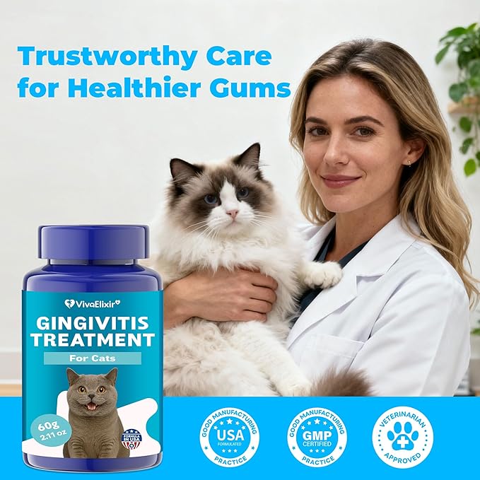 Cat Dental Care - gingivitis Treatment - Relieves Bad Breath, Supports Teeth, Gums, Mouth & Digestion, Removes Plaque, Controls Tartar, Promotes Cat Mouth Health, Natural Extracts, 2.11 oz Powder