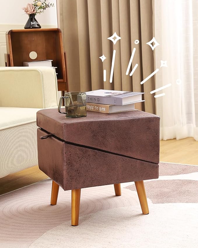 Dog Stairs for Small Dogs and Cats, Dog Ramp for Couch and Bed, Foldable 2-in-1 Wooden Pet Steps for Puppy, Split Ottoman Design(Brown)