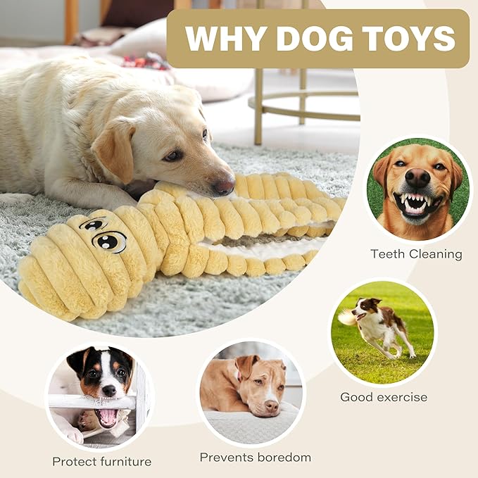 Prime Pets Dog Toys for Large Dogs, 27” Extra Large Plush Octopus Dog Toy, Crinkle Squeaky Dog Toys for Small Medium Large Dogs, Tug of War Dog Chew Toy, Yellow